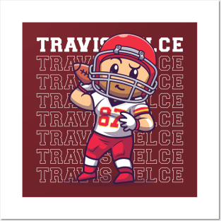 Travis Kelce Cartoonish - White Posters and Art